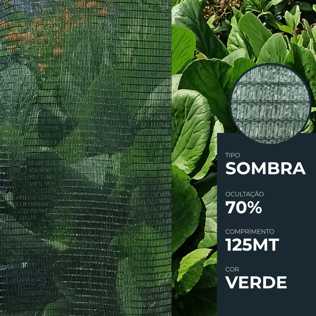 Rede de Sombra Verde 70% - Rolos 125MT