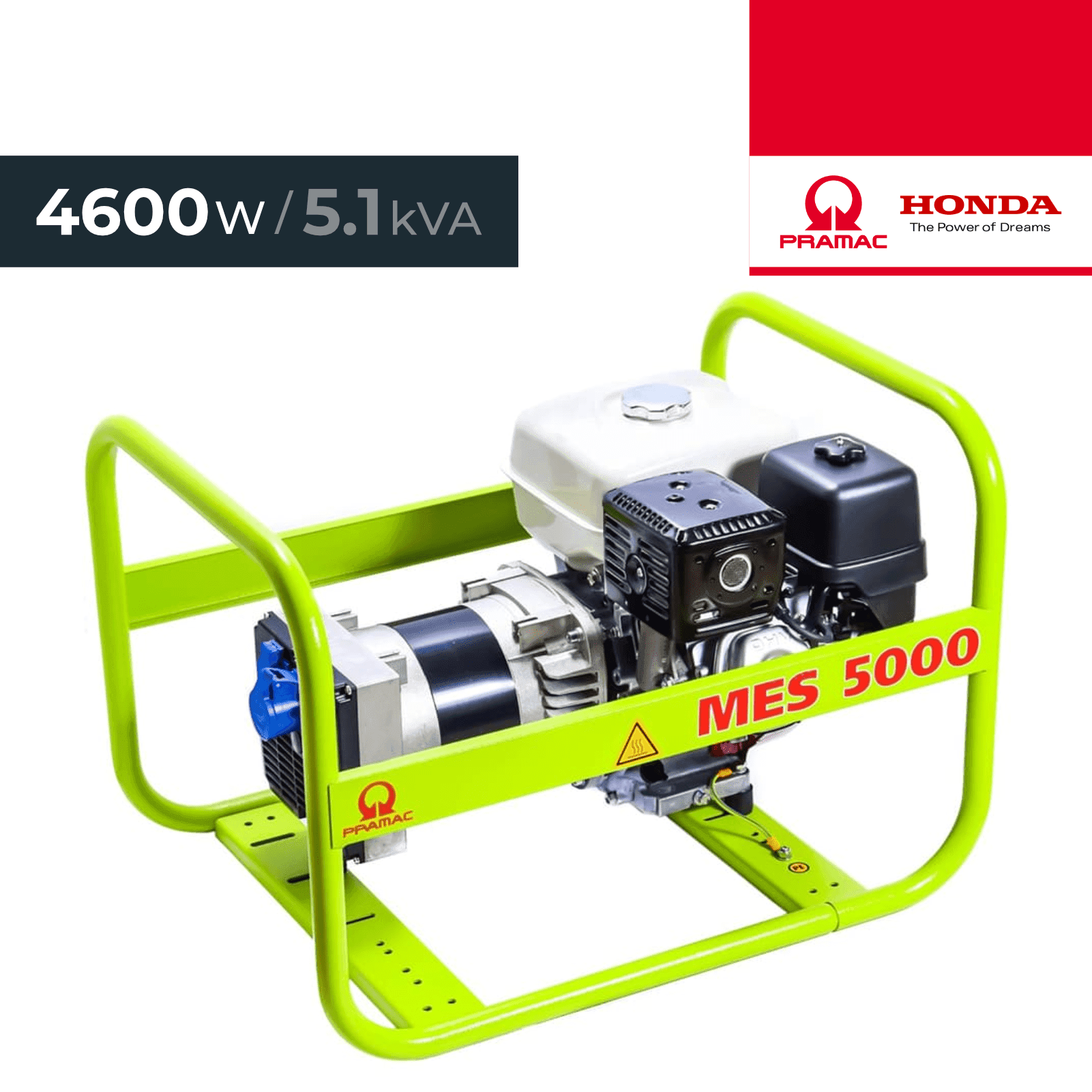 Gerador Pramac Monofásico MES5000 4600W c/ Motor Honda