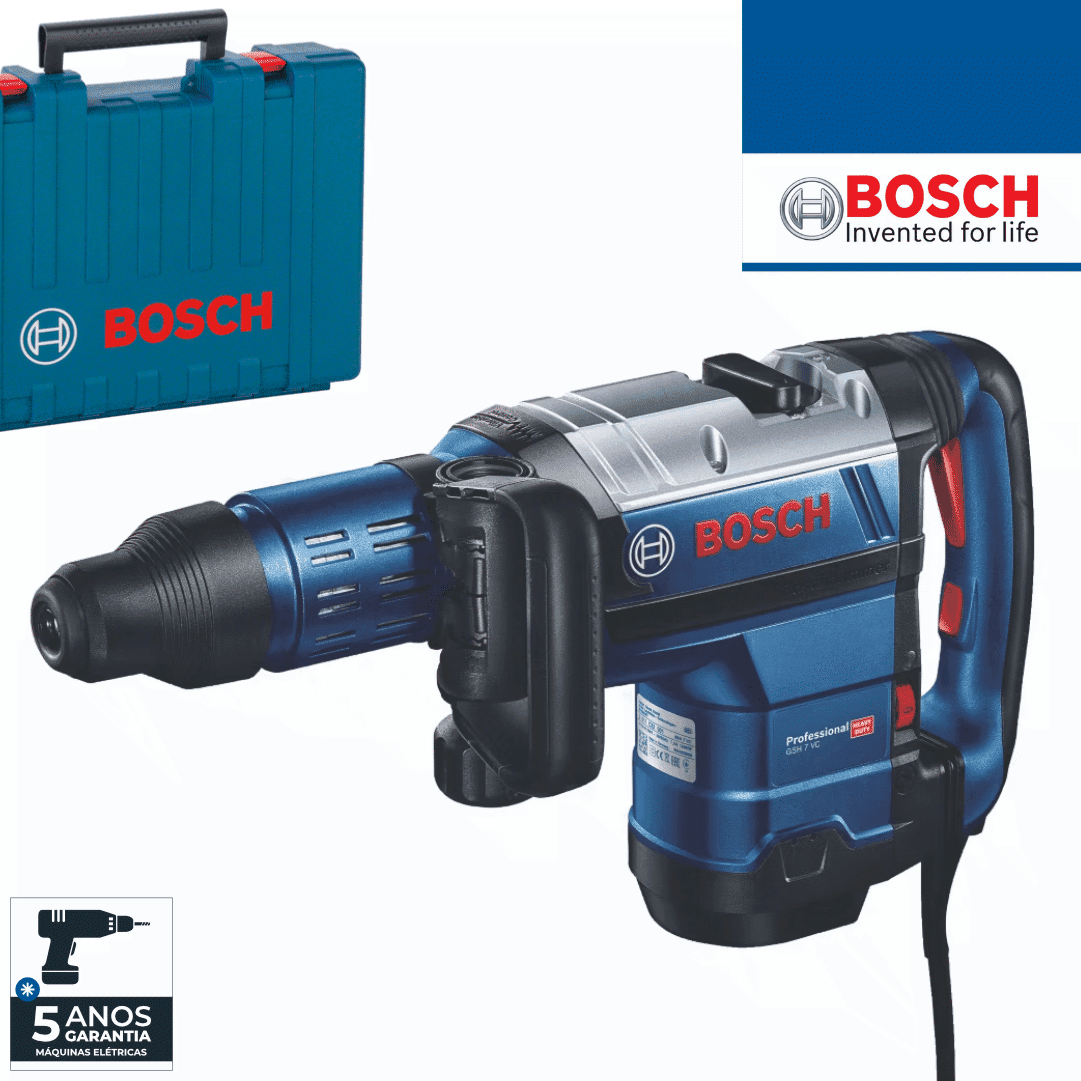 Martelo Demolidor Elétrico Bosch Profissional 8KG GSH 7 VC + Mala (0611322000)