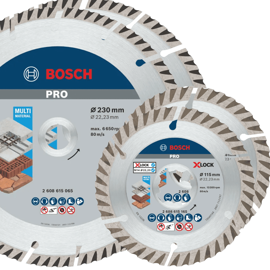 2 Discos Diamante Bosch Standard Universal 230MM + 2 Discos X-Lock 115MM