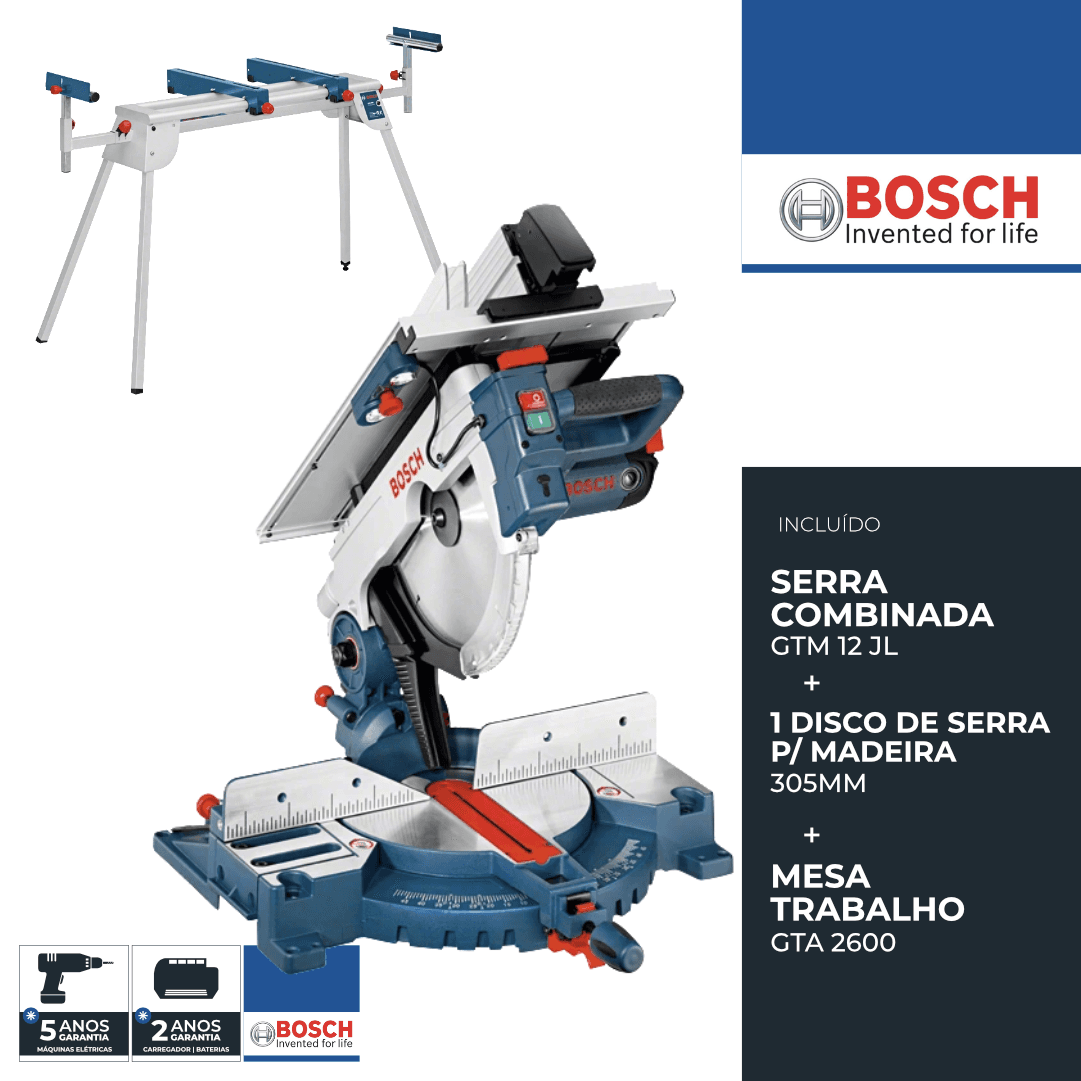 Serra Combinada Bosch GTM 12 JL + Bancada GTA 2600 Bosch Profissional (0615990EU2)