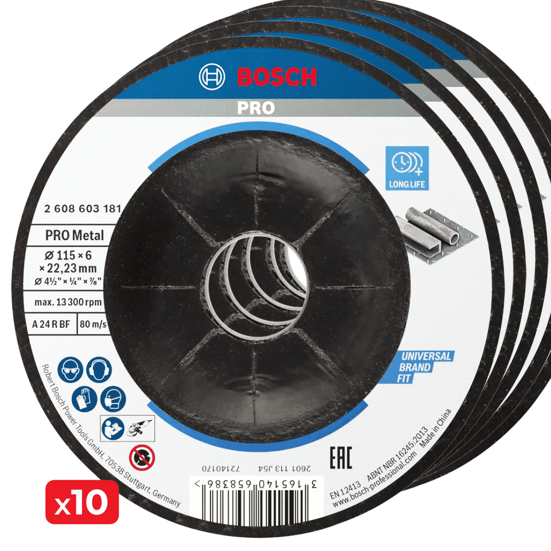 Disco Bosch Rebarbar Standard p/ Metal 115MMx6MM - 10UNI (2608603181)