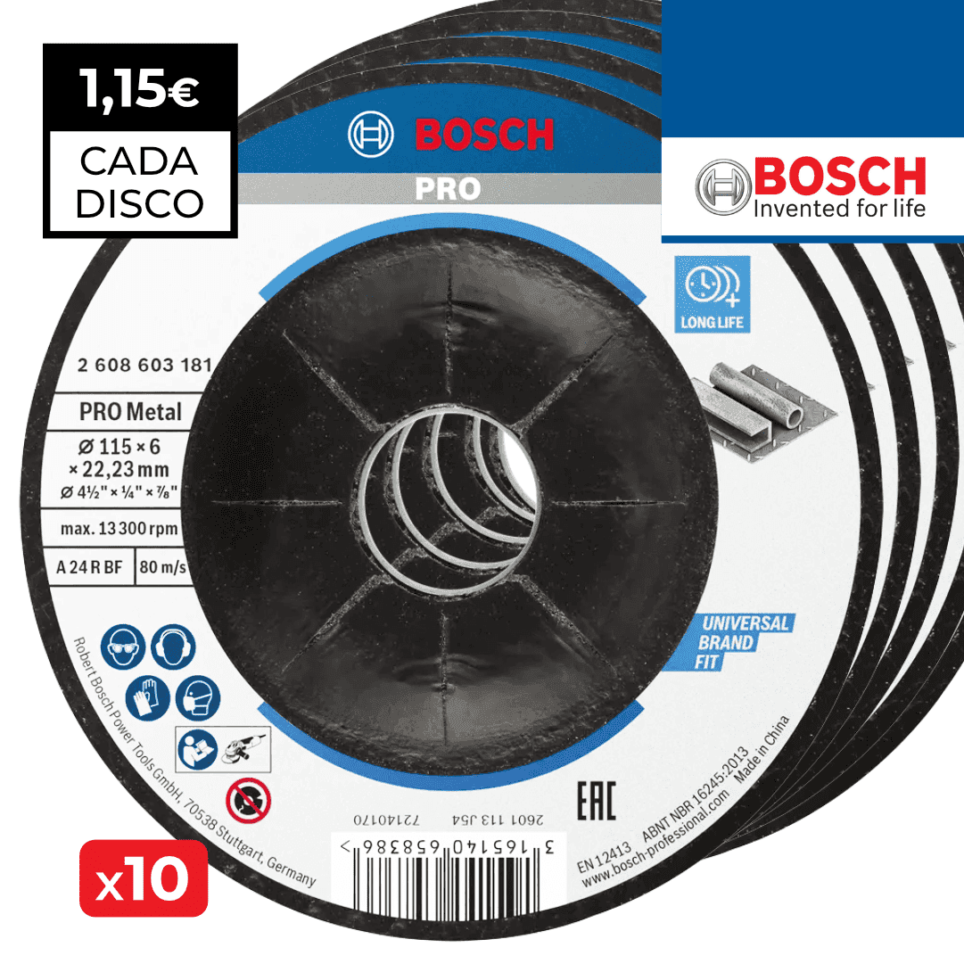 Disco Bosch Rebarbar Standard p/ Metal 115MMx6MM - 10UNI (2608603181)