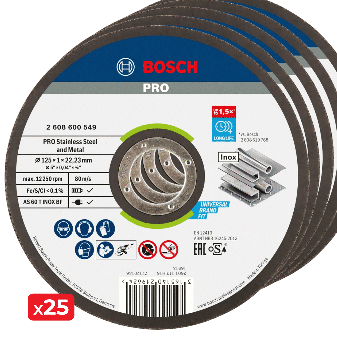 Disco Bosch Corte Rápido p/ Inox 125MMx1MM - 25UNI (2608600549)