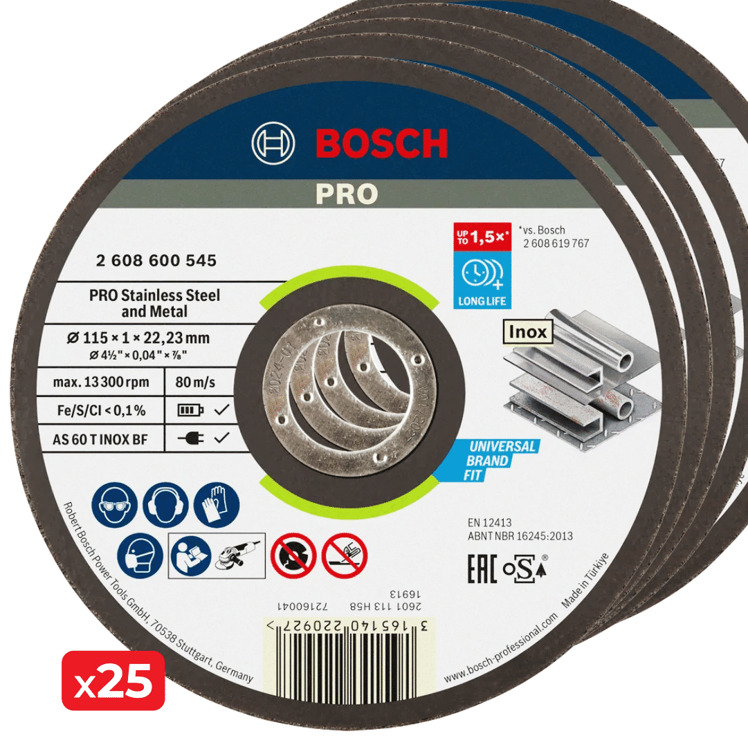Disco Bosch Corte Rápido p/ Inox 115MMx1MM - 25UNI (2608600545)