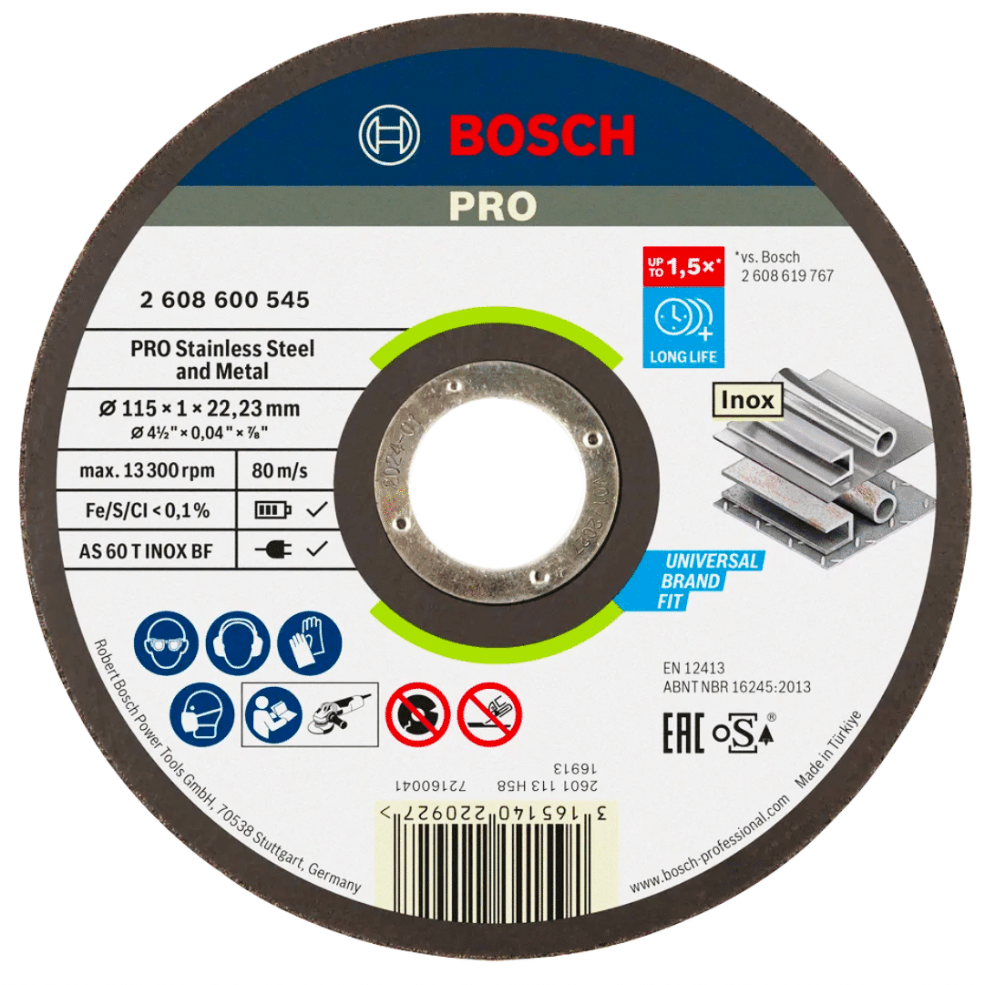 Discos Bosch Corte Rápido p/ Inox 115MMx1MM (2608600545)