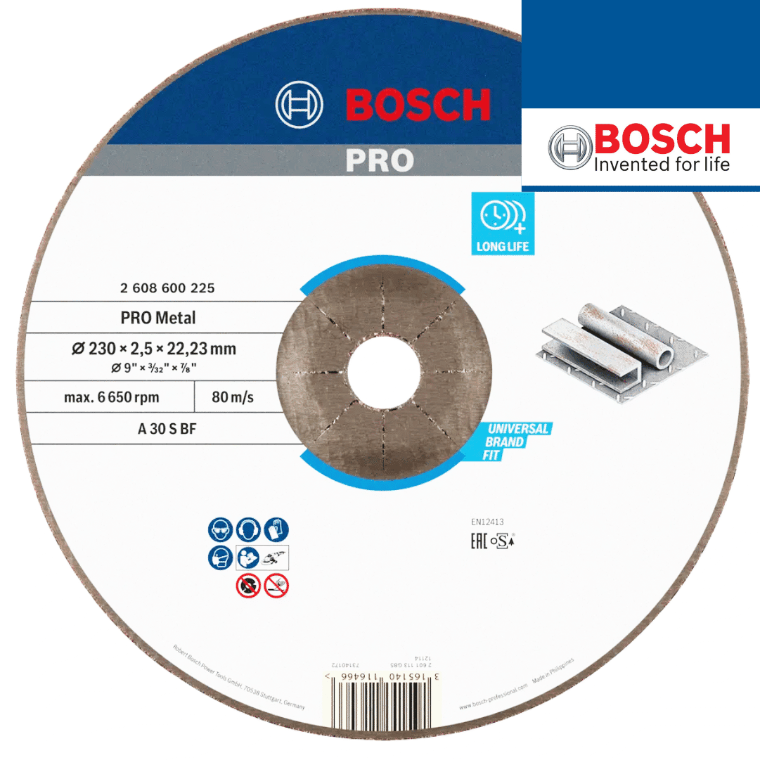 Disco Côncavo Corte Bosch p/ Metal 230MMx2.5MM (2608600225)