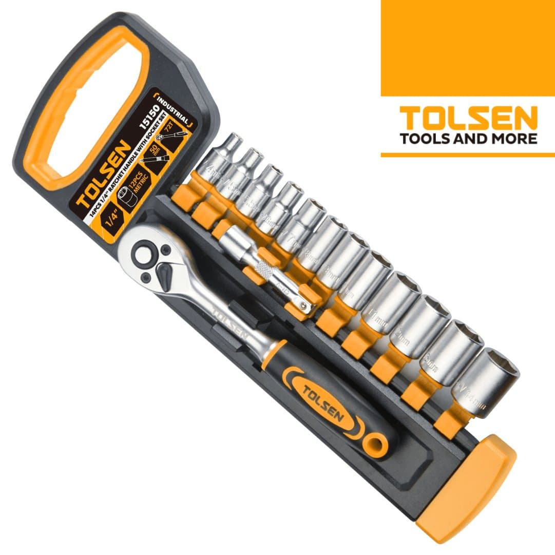 Jogo Chaves Caixa Tolsen Industrial 1/4'' - 14PCS 