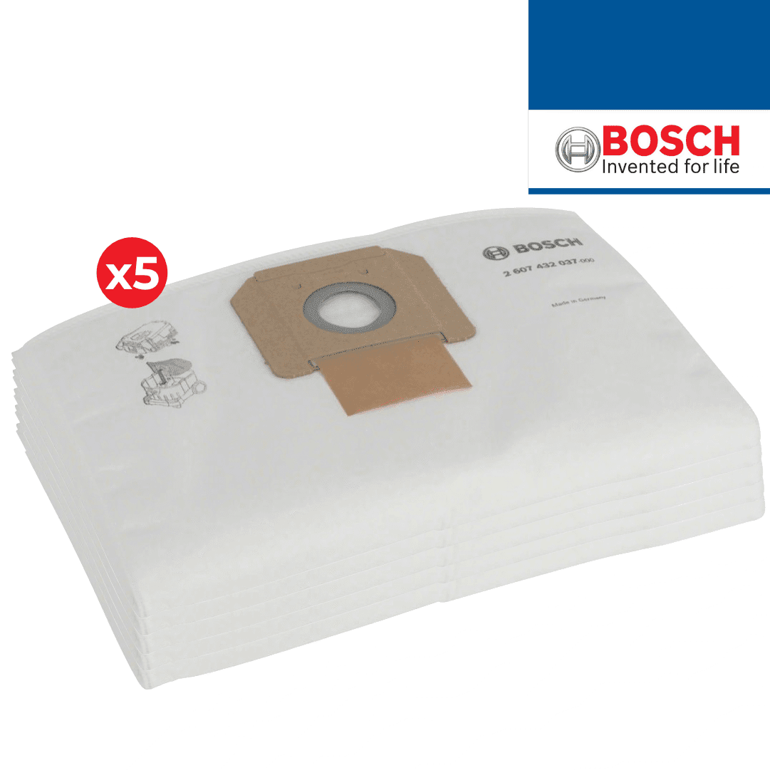 Sacos Tecido Sintético Bosch p/ Aspirador ~40LT - 5UNI (2607432037)
