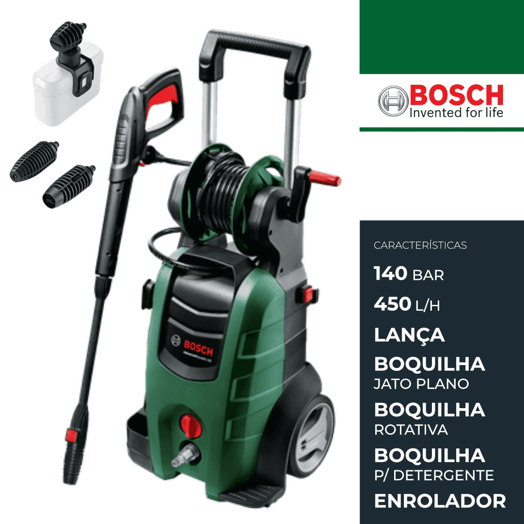 Máquina de Lavar a Pressão Elétrica Bosch 2100W AdvancedAquatak 140 c/ Enrolador (06008A7D00)