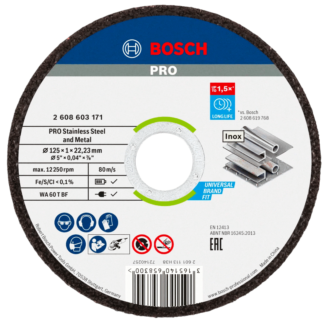 Disco Bosch Corte Rápido Standard p/ Inox 125MMx1MM (2608603171)