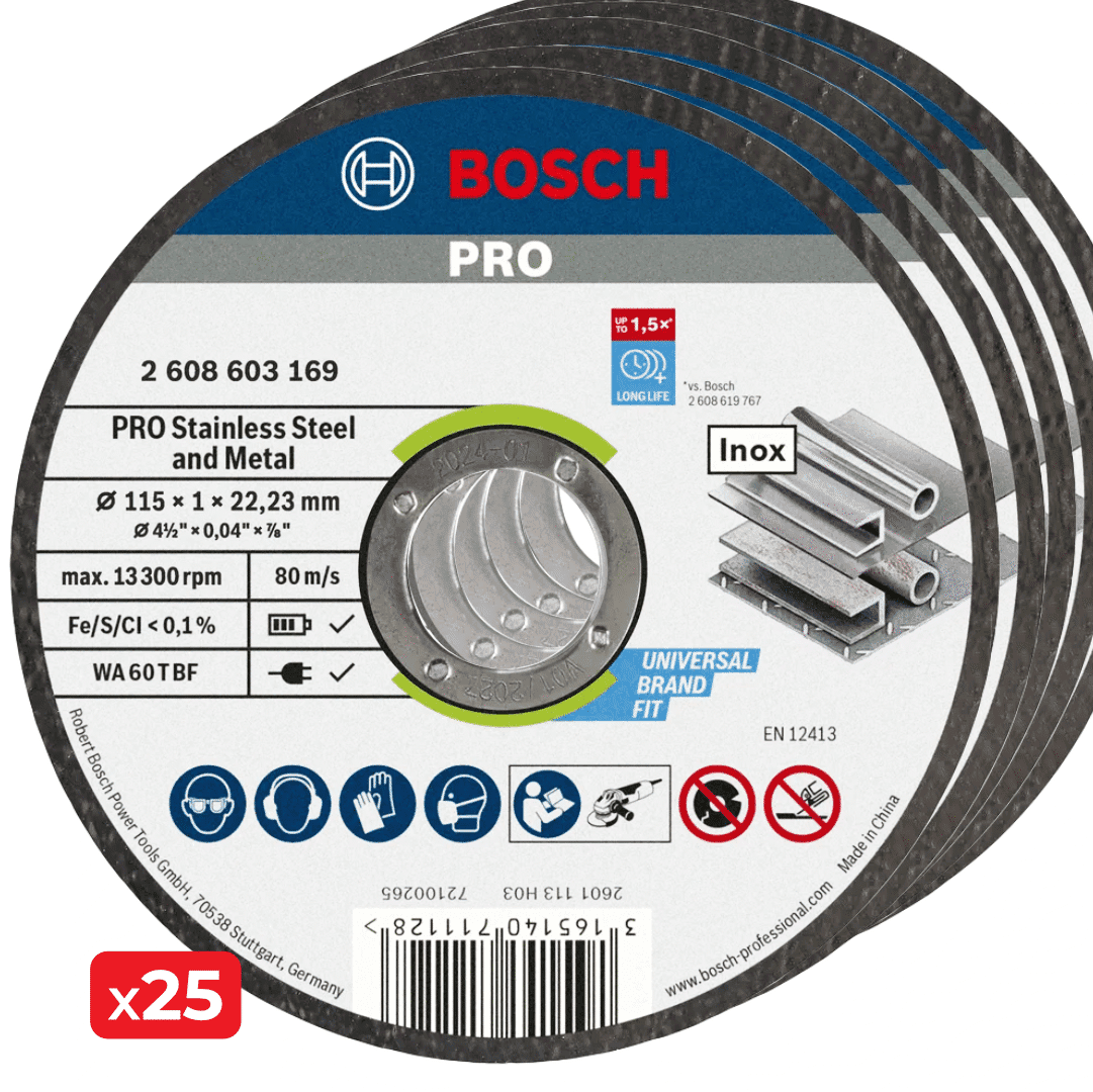 Disco Bosch Corte Rápido Standard p/ Inox 115MMx1MM - 25UNI (2608603169)