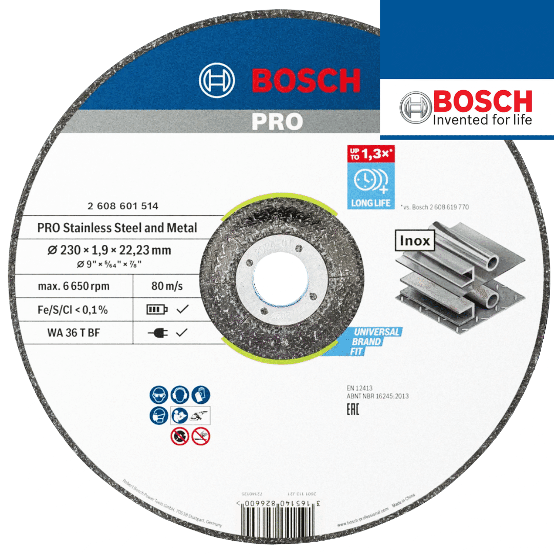 Disco Côncavo Corte Bosch Standard p/ Inox 230MMx1.9MM (2608601514)