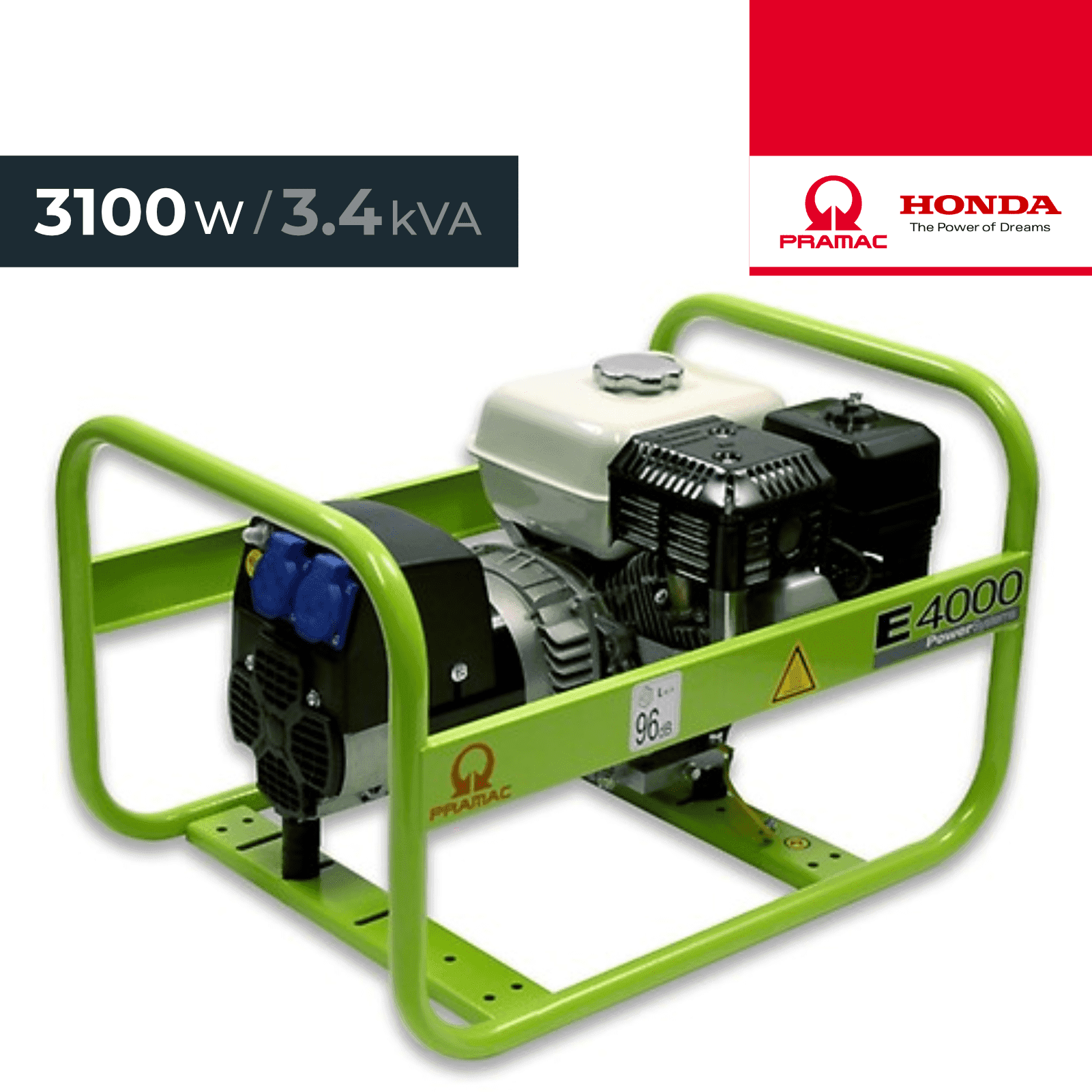 Gerador Pramac Monofásico E4000 3100W c/ Motor Honda