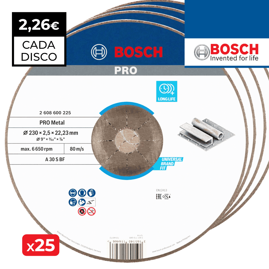 Disco Côncavo Corte Bosch p/ Metal 230MMx2.5MM - 25UNI (2608600225)
