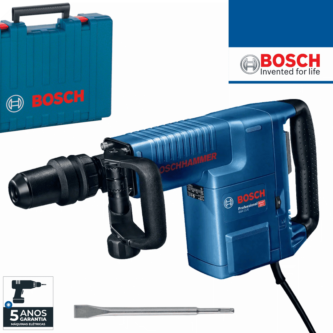 Martelo Demolidor Elétrico Bosch Profissional 11KG GSH 11 E + Mala (0611316703)