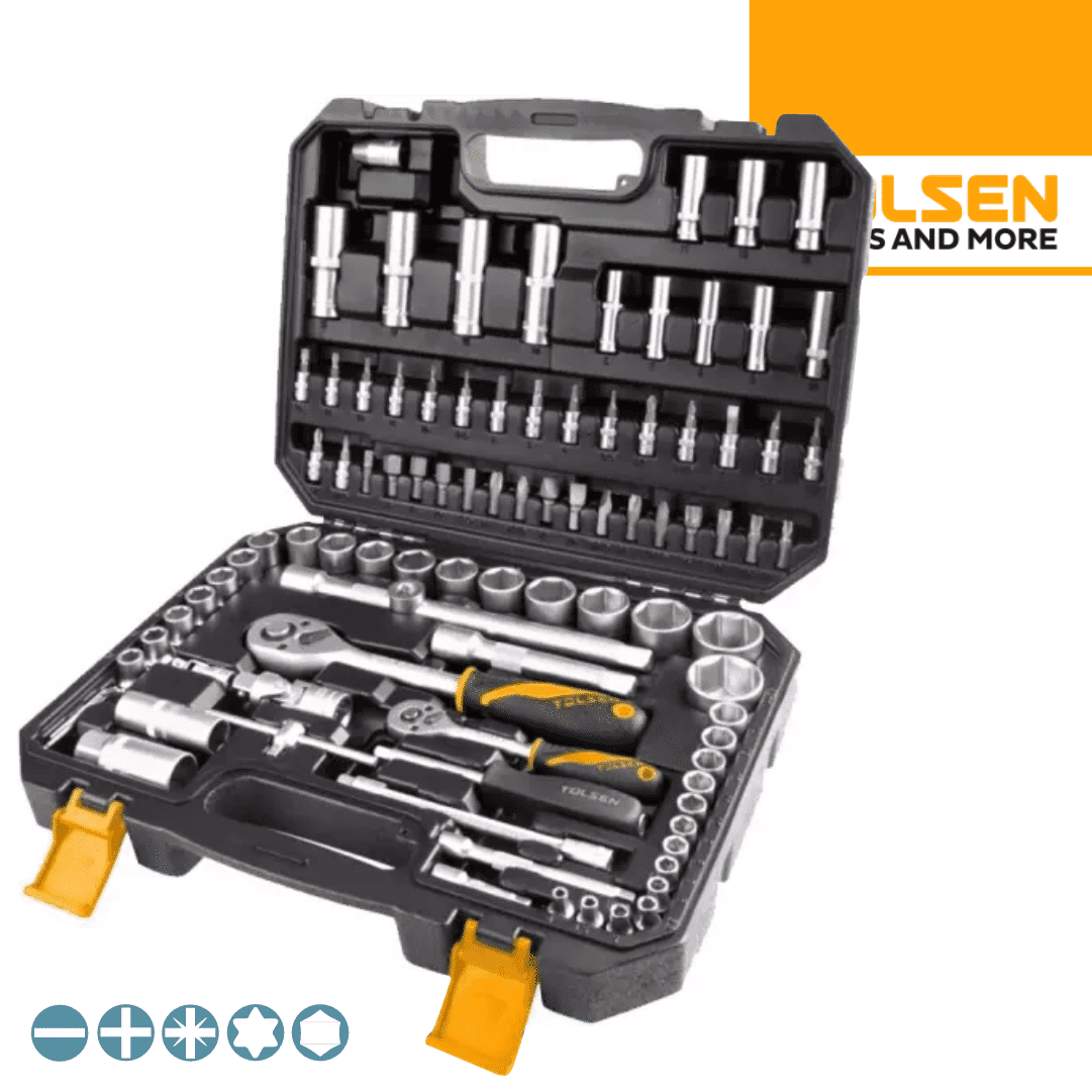 Jogo Chaves Caixa Tolsen Industrial 1/2'' e 1/4'' - 94PCS 