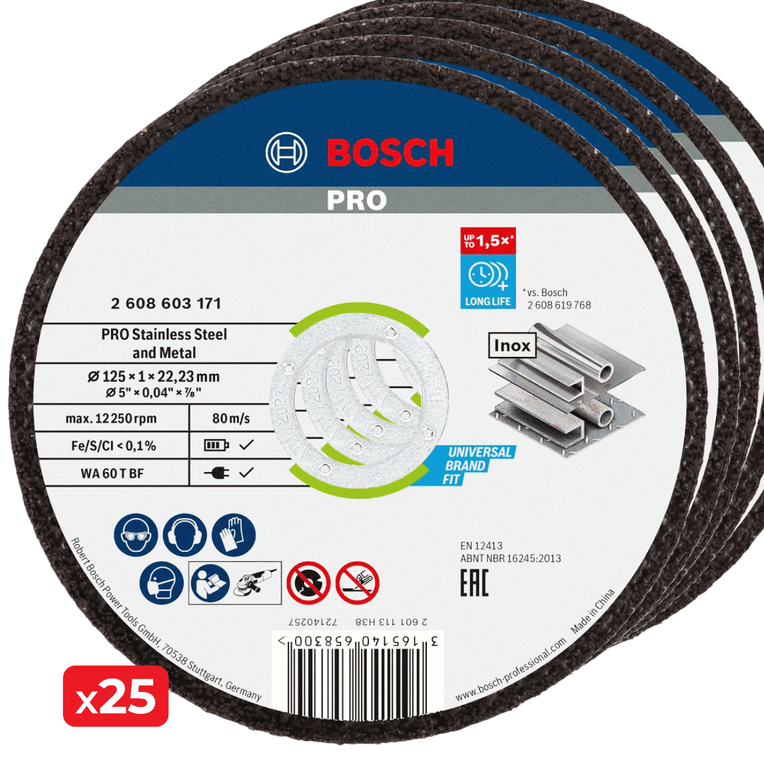 Disco Bosch Corte Rápido Standard p/ Inox 125MMx1MM - 25UNI (2608603171)
