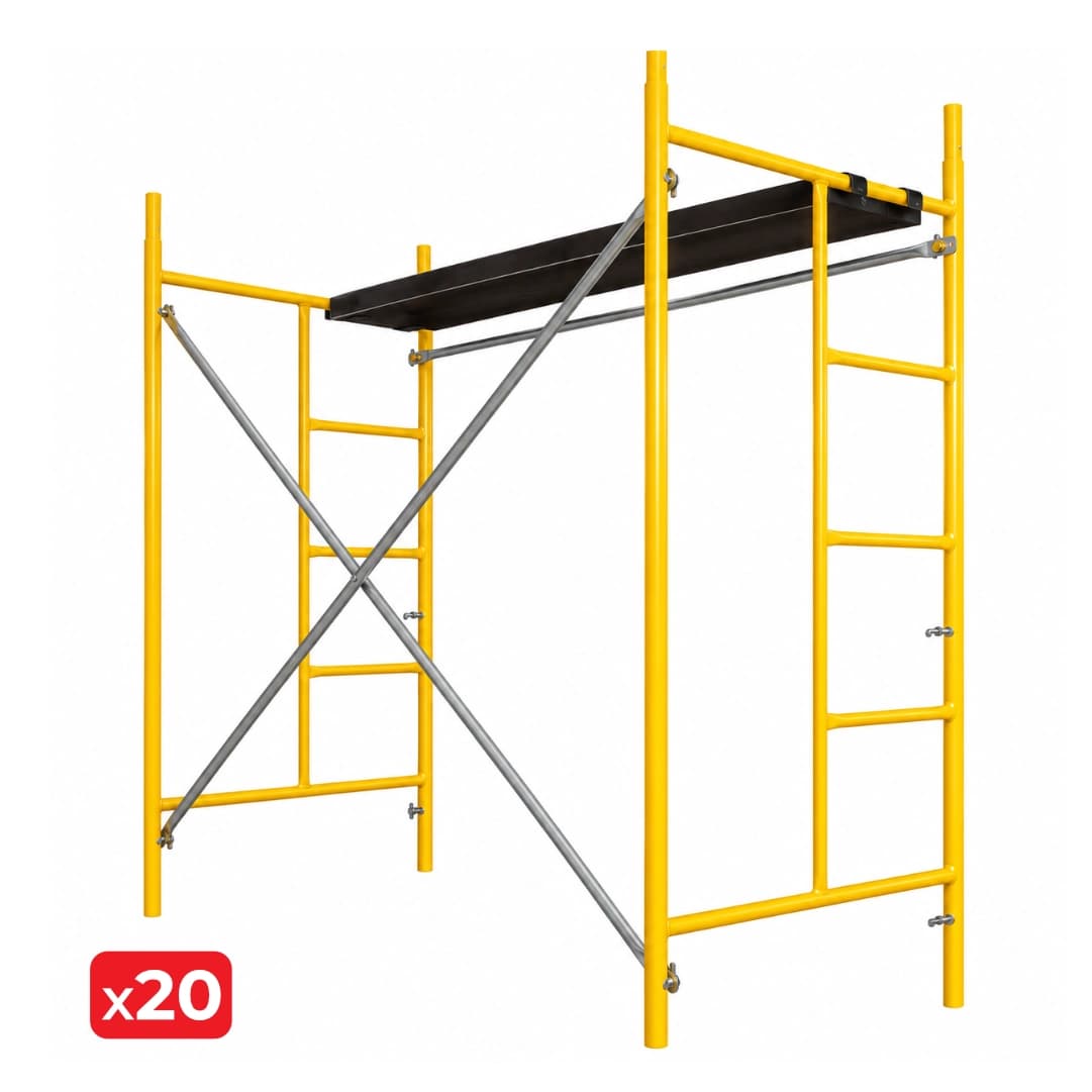 Andaime 40MM 2,15MT + 2 Laterais + Cruzeta + Travessa + Prancha 40CM - 20UNI