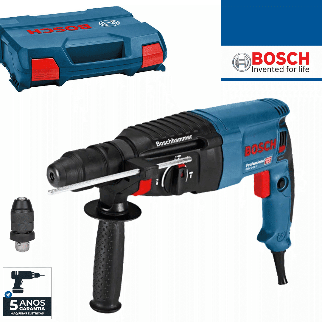 Martelo Perfurador Elétrico Bosch Profissional c/ Bucha GBH 2-26 F + Mala (06112A4000)