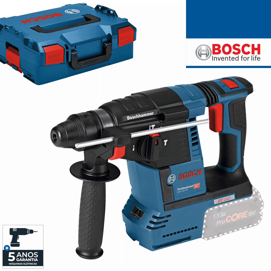 Martelo Perfurador Bateria Bosch Profissional GBH 18V-26 + Mala (0611909001)