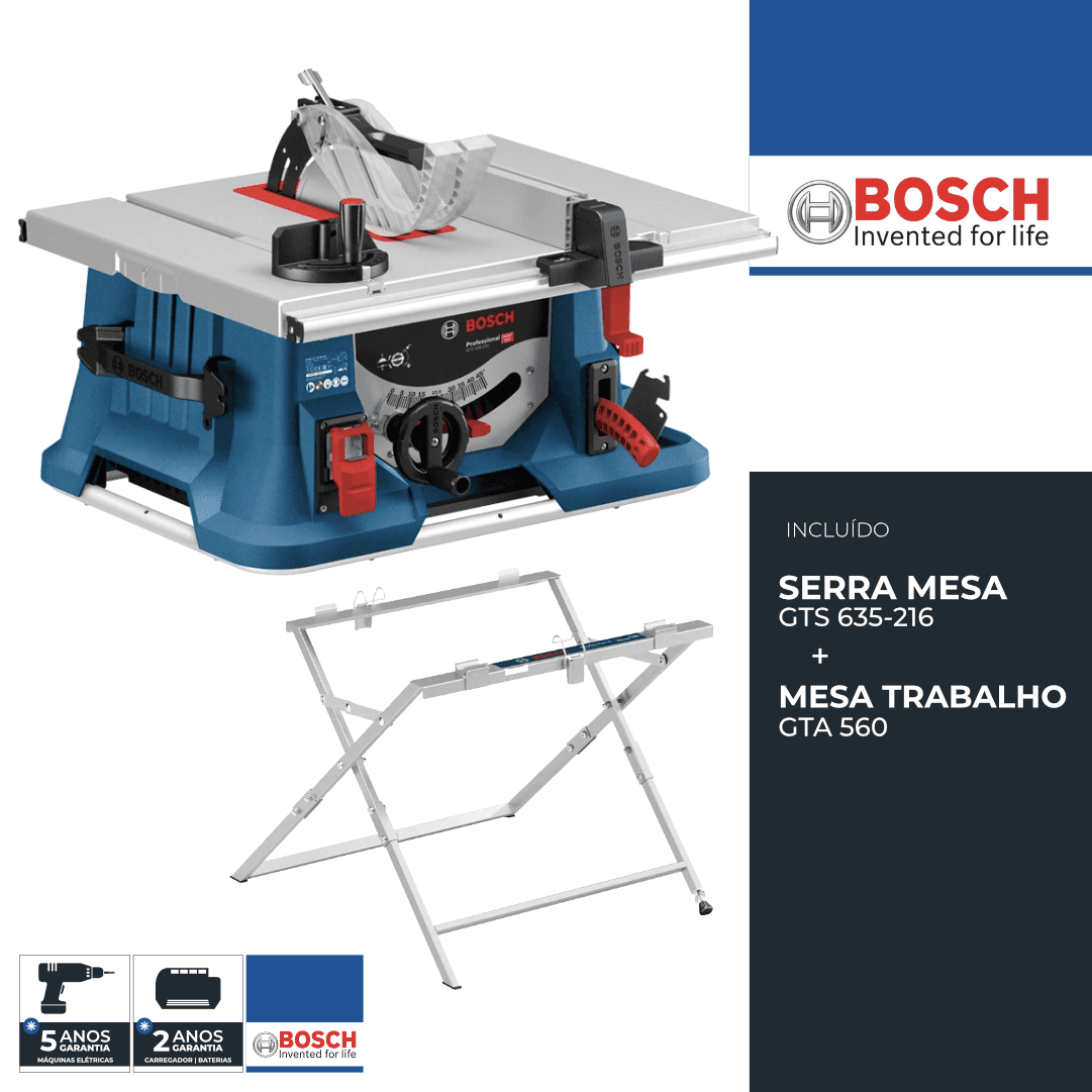 Serra de Mesa Bosch Profissional GTS 635-216 + Suporte GTA 560 (0601B42001)