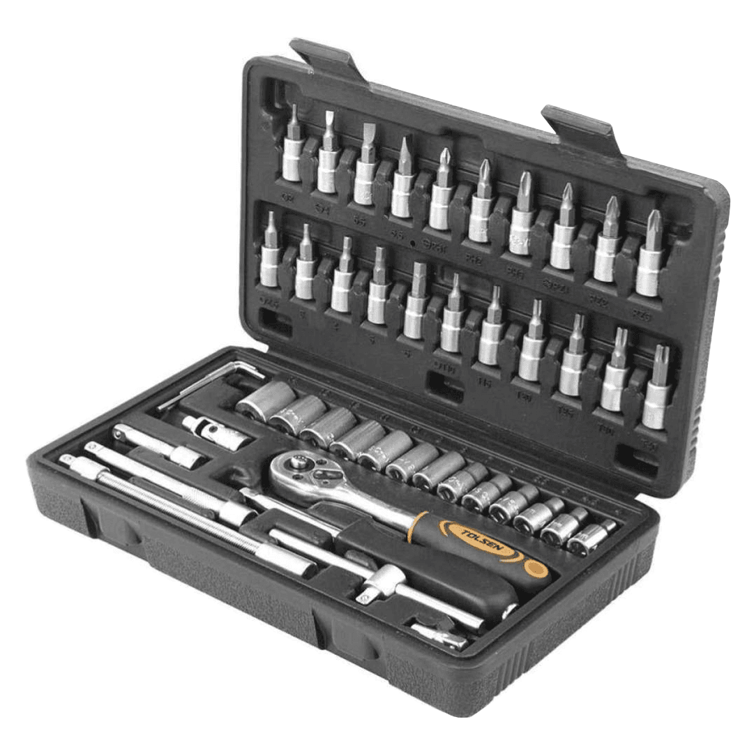 Jogo Chaves Caixa Tolsen Industrial 1/4'' - 46PCS 
