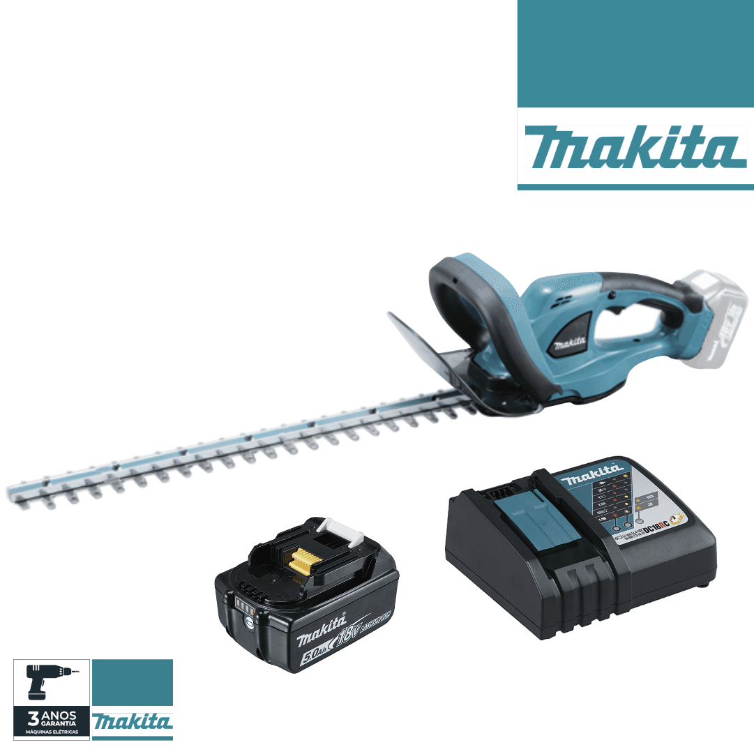 Corta Sebes Makita 18V + Bateria 5.0Ah + Carregador (DUH523)