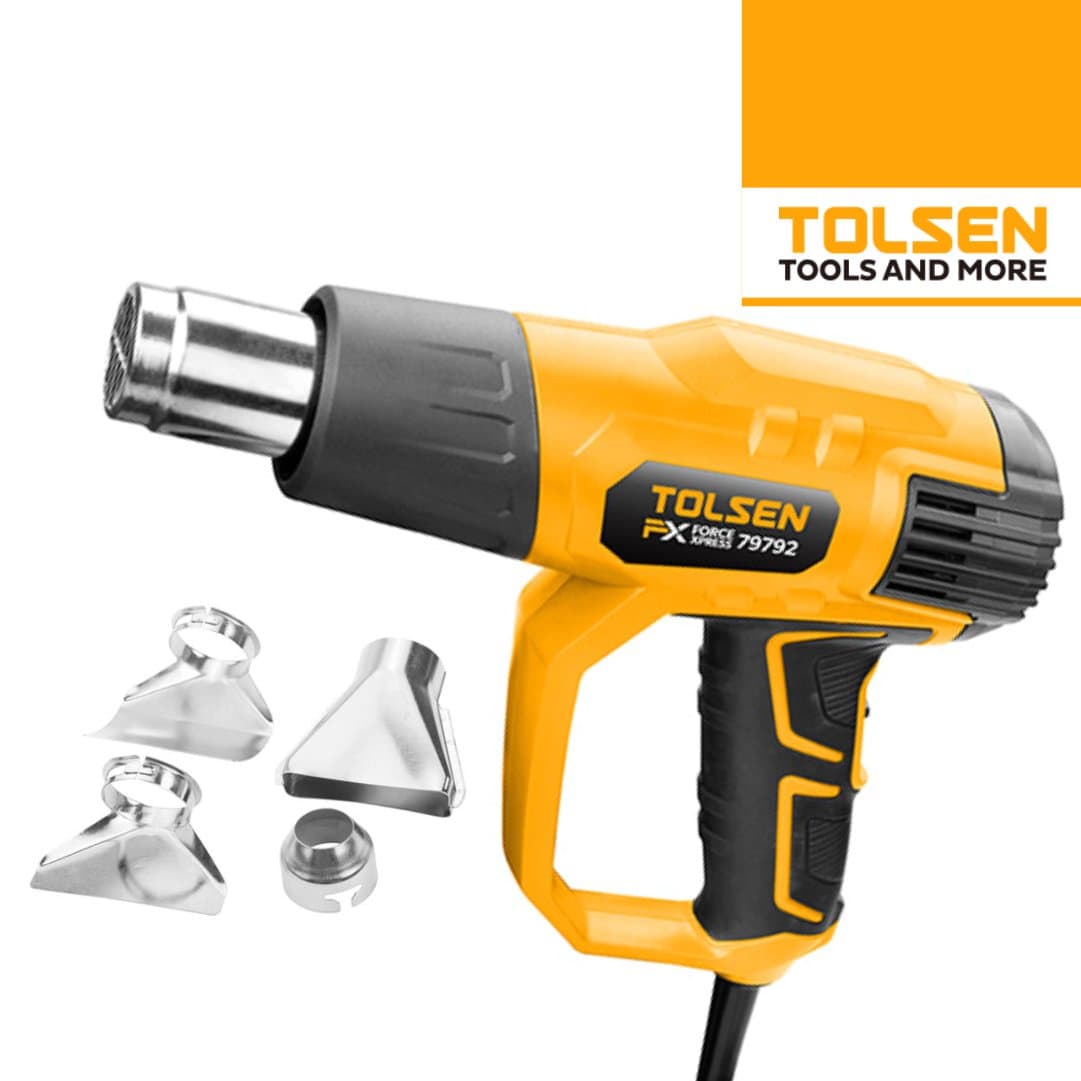 Soprador Ar Quente Eletrónico Tolsen 2000W + Acessórios 