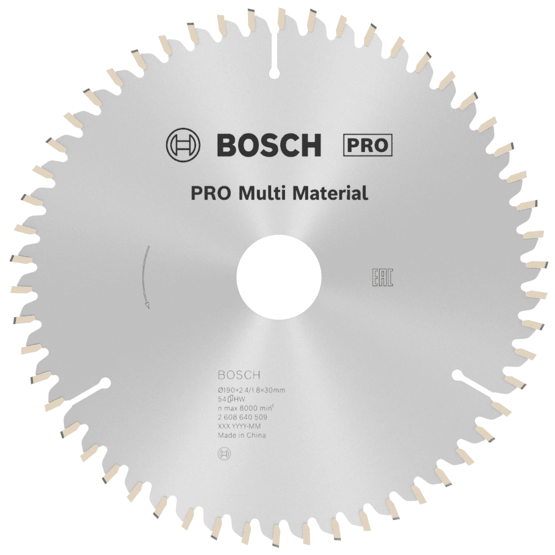 Disco Bosch Multi Material p/ Serra Circular 190MMx2.4MM 30D (2608640509)