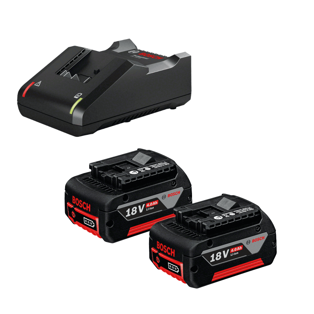 2 Baterias Bosch Profissional 18V 4.0Ah + 1 Carregador GAL 18V-40 (1600A019S0)