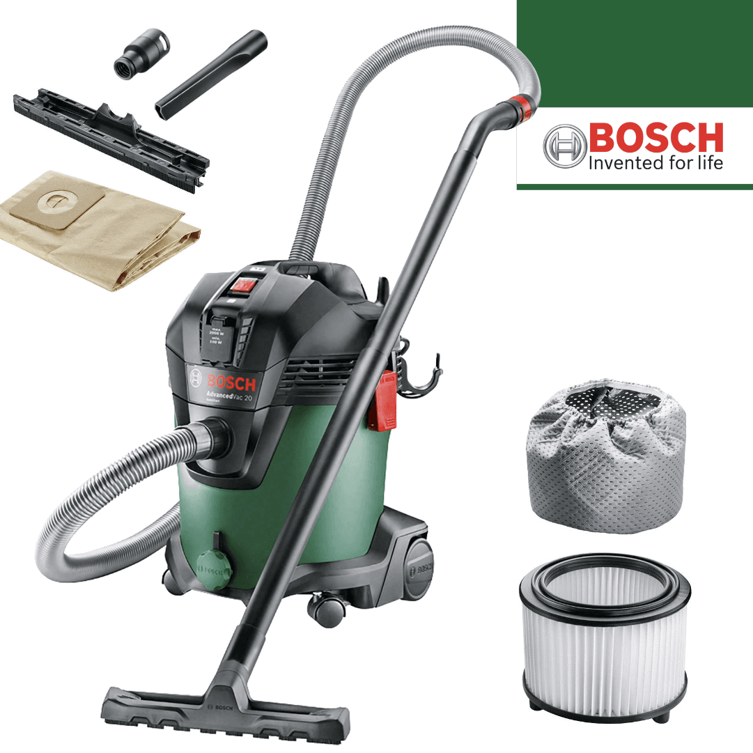 Aspirador Elétrico Bosch Advanced p/ Sólidos e Líquidos Vac 20 - 20L (06033D1200)