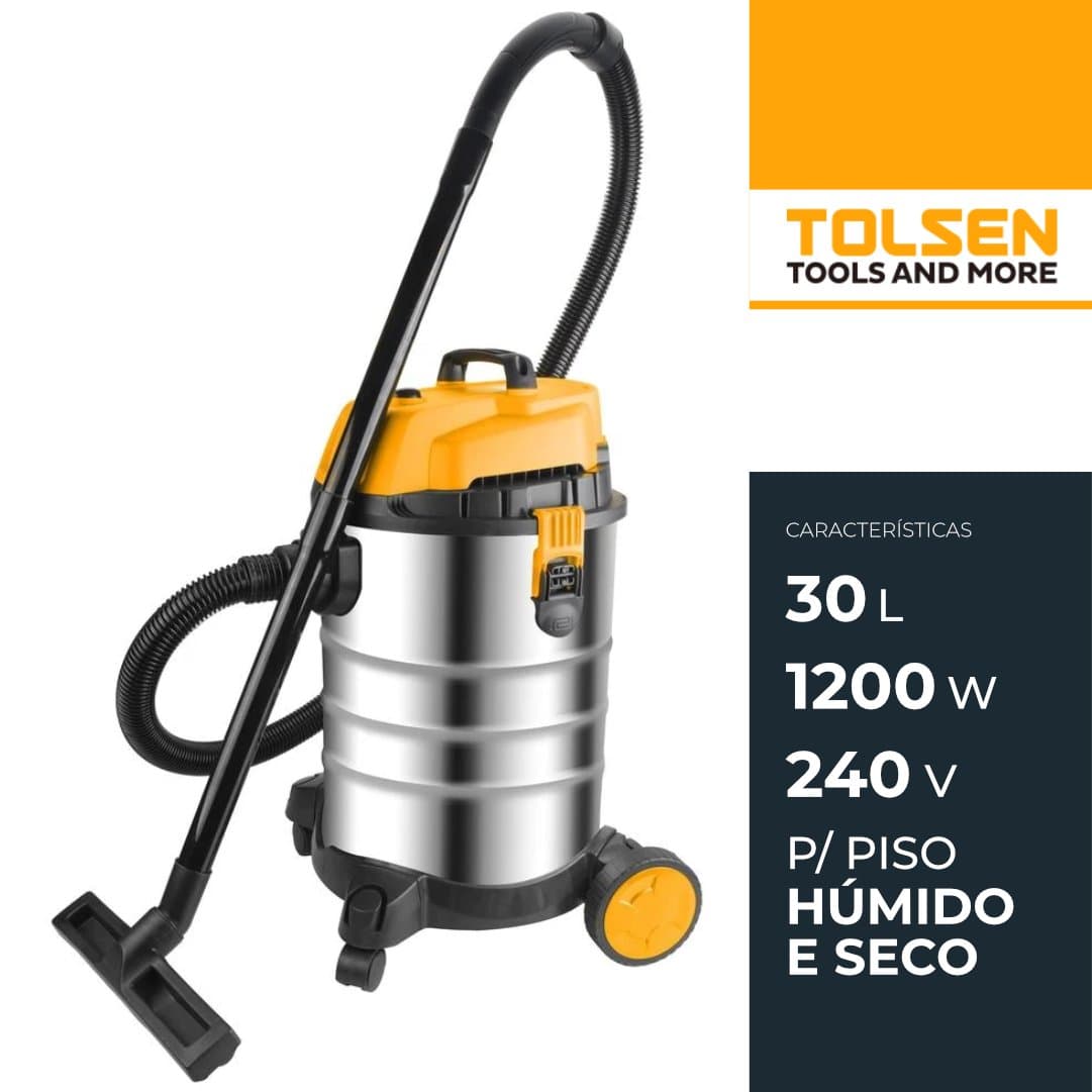 Aspirador Tolsen Profissional 1200W p/ Sólidos e Líquidos - 30L
