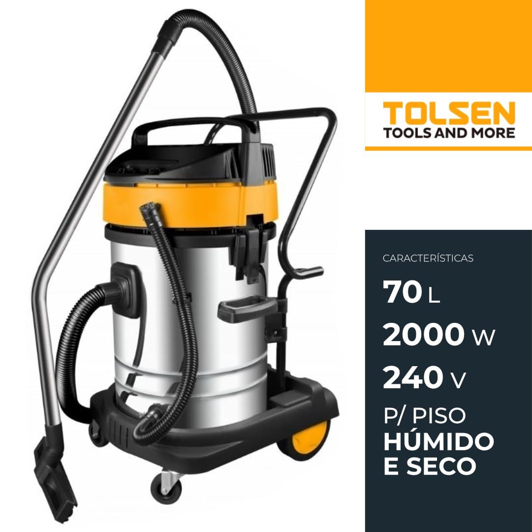 Aspirador Tolsen Profissional 2000W p/ Sólidos e Líquidos - 70L