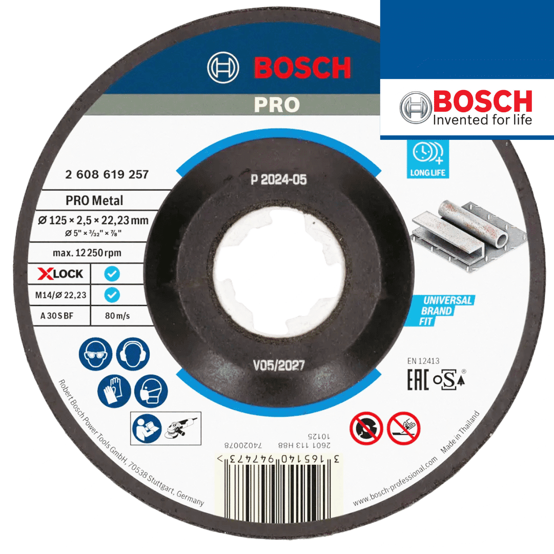 Disco Côncavo Corte Bosch X-Lock p/ Metal 125MMx2.5MM (2608619257)
