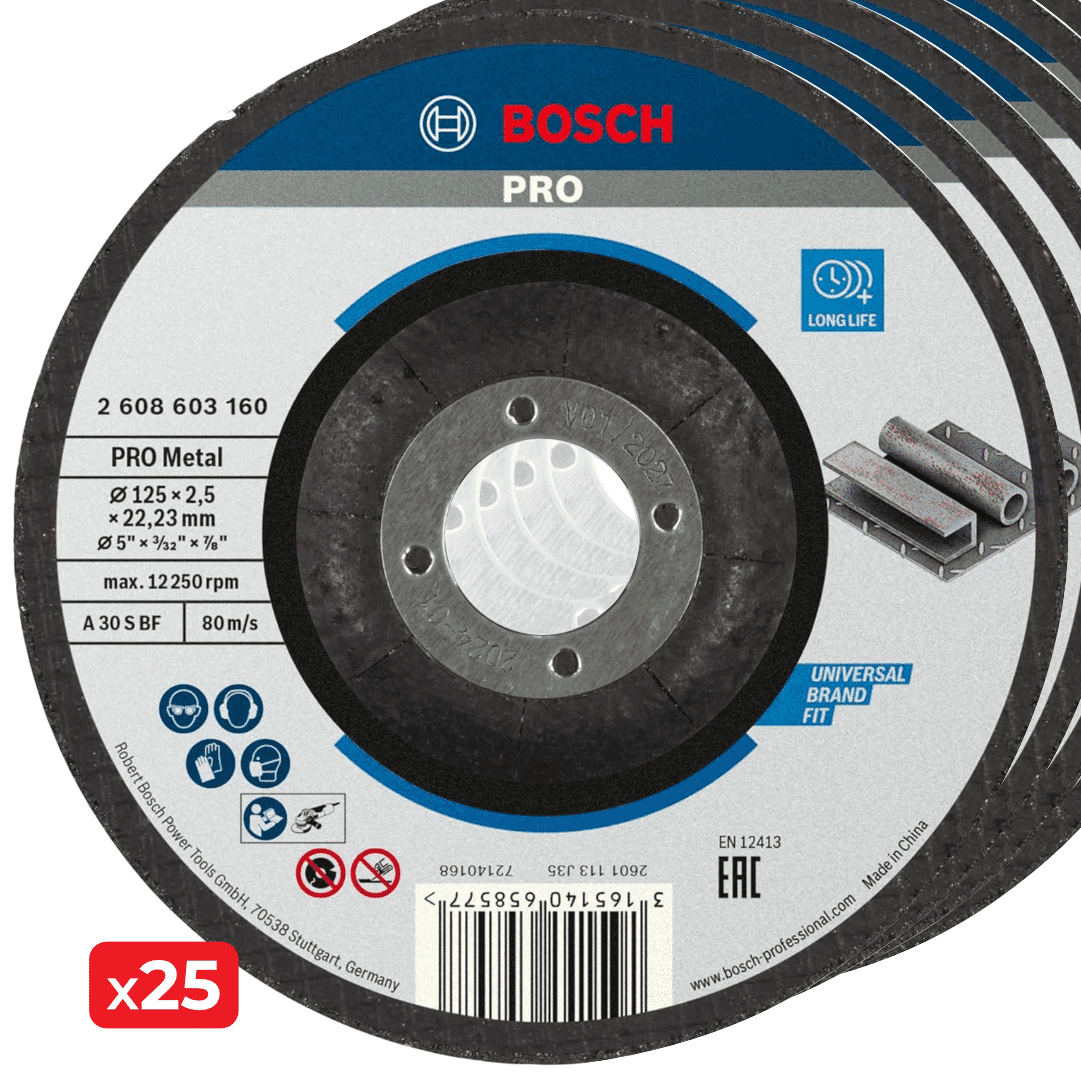 Disco Côncavo Corte Bosch Standard p/ Metal 125MMx2.5MM - 25UNI (2608603160)