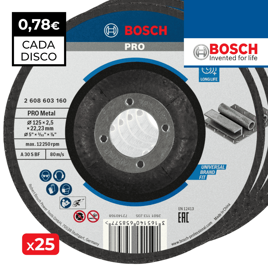 Disco Côncavo Corte Bosch Standard p/ Metal 125MMx2.5MM - 25UNI (2608603160)