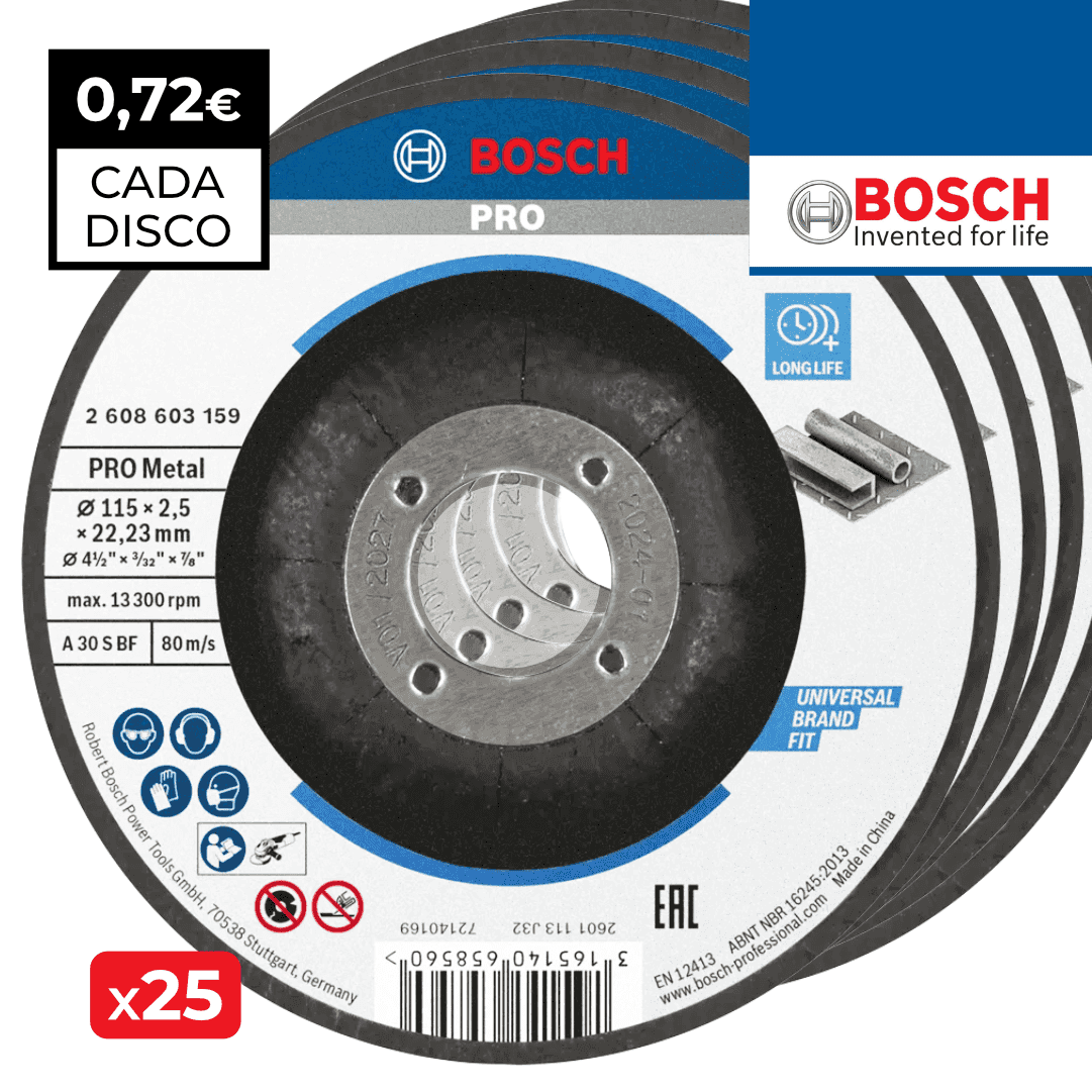 Disco Côncavo Corte Bosch Standard p/ Metal 115MMx2.5MM - 25UNI (2608603159)