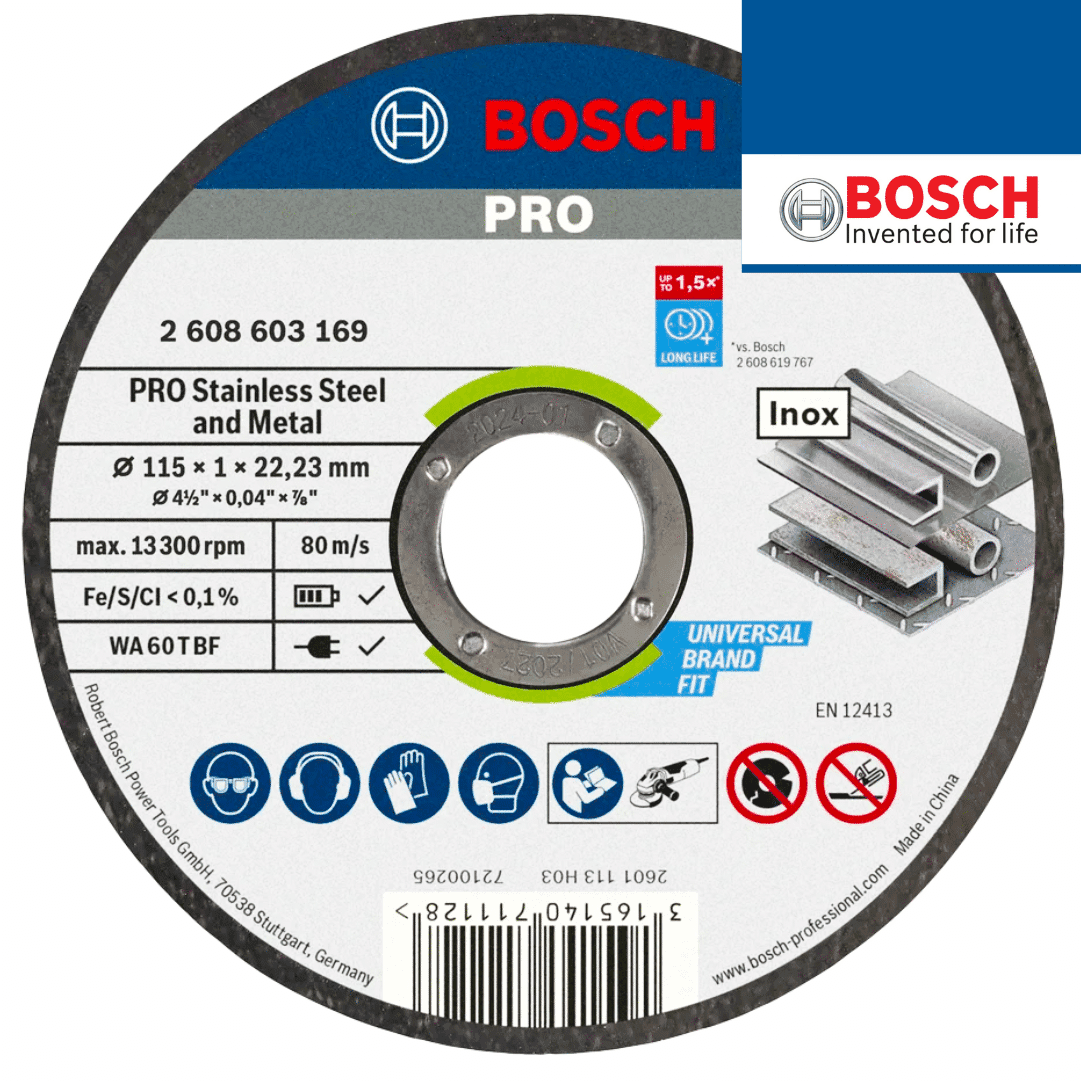 Disco Bosch Corte Rápido Standard p/ Inox 115MMx1MM (2608603169)