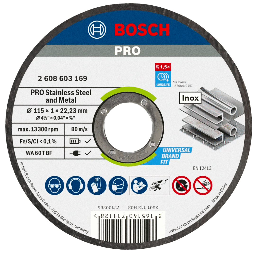 Disco Bosch Corte Rápido Standard p/ Inox 115MMx1MM (2608603169)