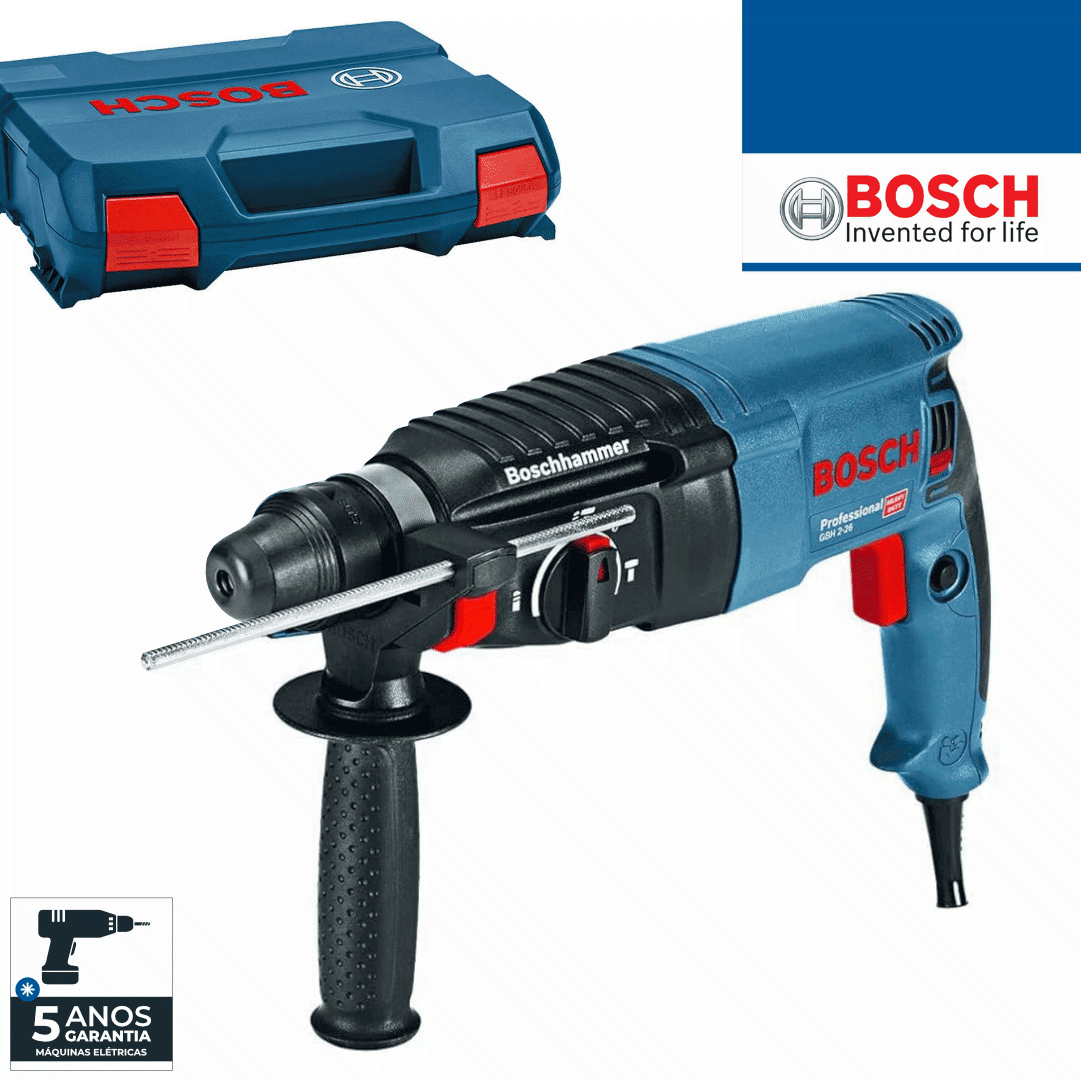 Martelo Perfurador Elétrico Bosch Profissional GBH 2-26 + Mala (06112A3000)