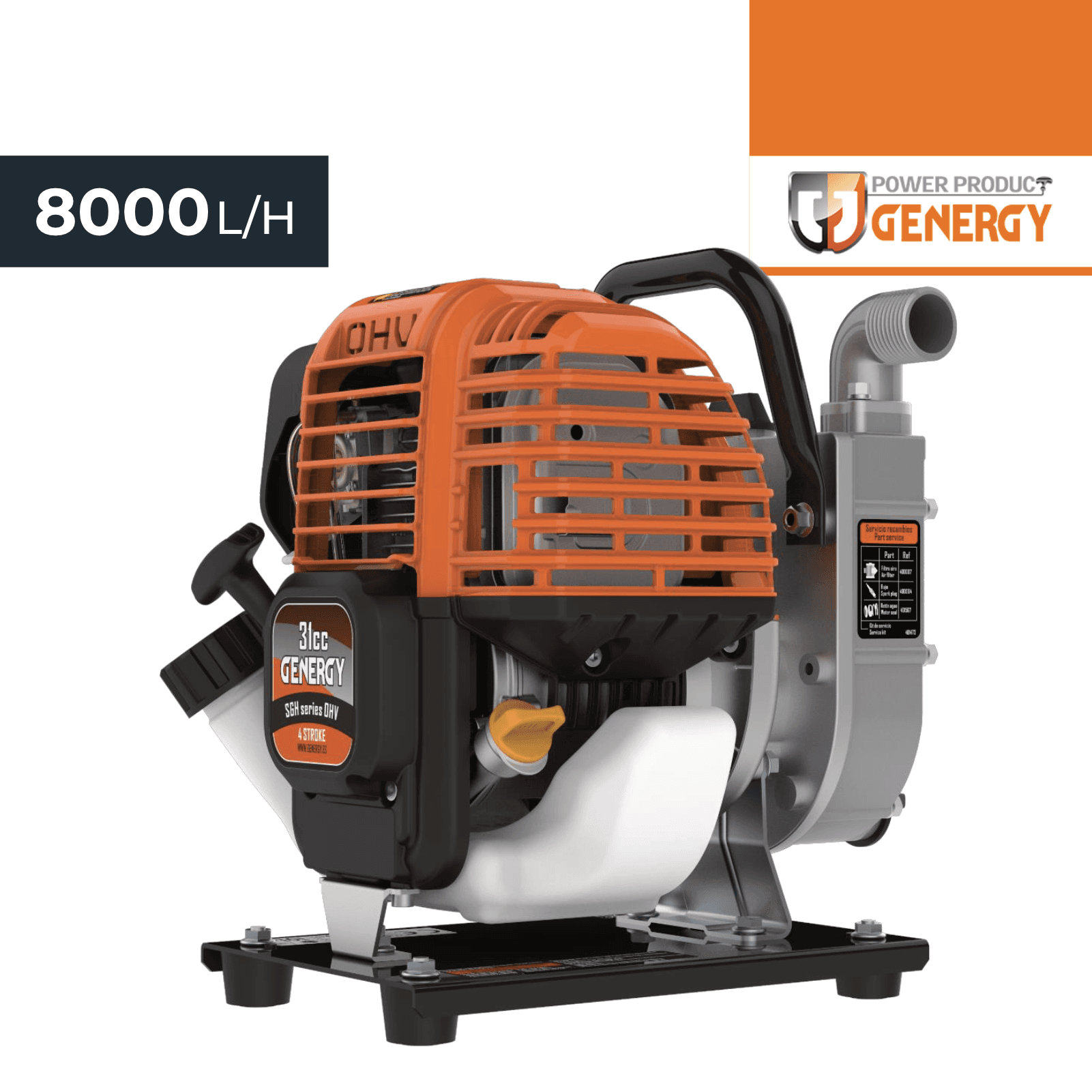 Motobomba Genergy Caudal Deva 1'' 8000L/H p/ Águas Limpas