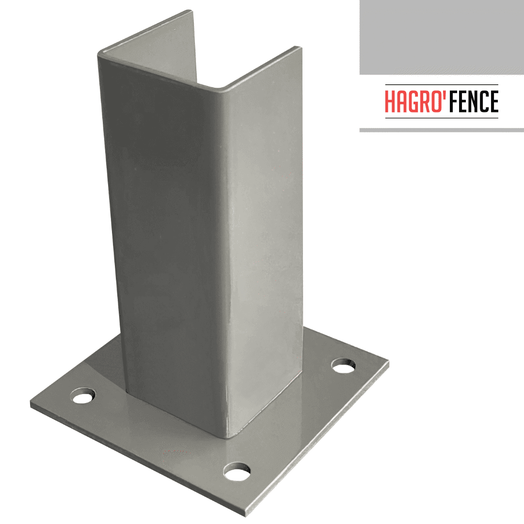 Base Metálica p/ Poste 60x60MM c/ Kit Fixação - Cinza RAL7030