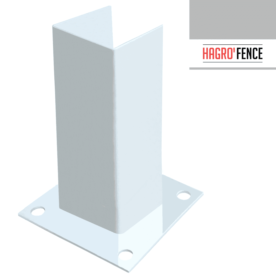Base Metálica p/ Poste 60x60MM c/ Kit Fixação - Branca RAL9010