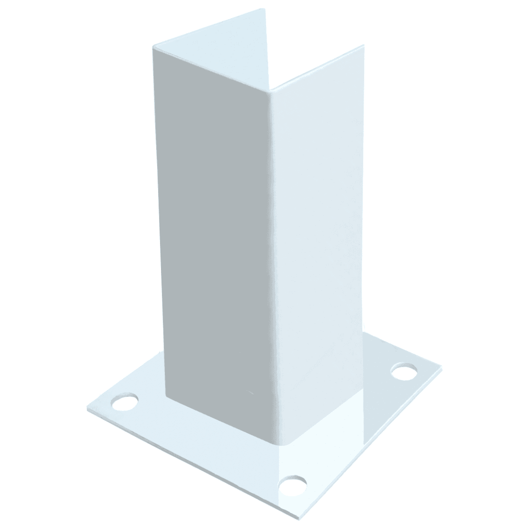 Base Metálica p/ Poste 60x60MM c/ Kit Fixação - Branca RAL9010