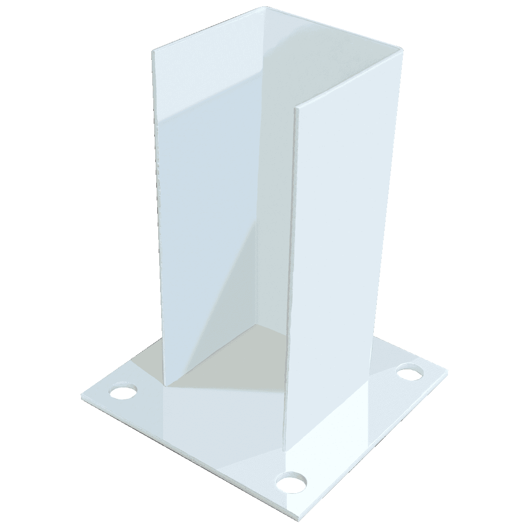 Base Metálica p/ Poste 60x60MM c/ Kit Fixação - Branca RAL9010