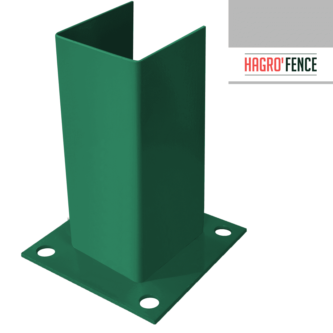 Base Metálica p/ Poste 60x40MM c/ Kit Fixação - Verde RAL6005