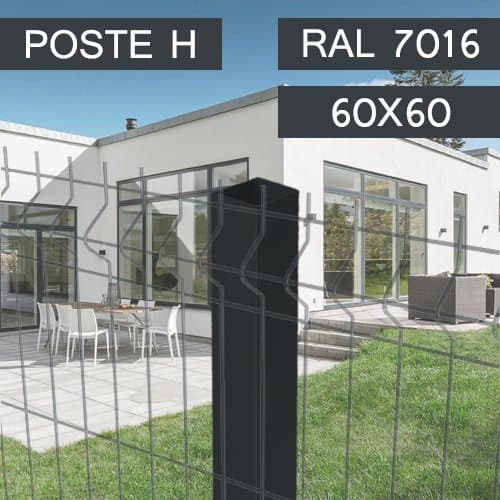Poste Metálico H Plastificado 60x60MM - Cinza RAL7016