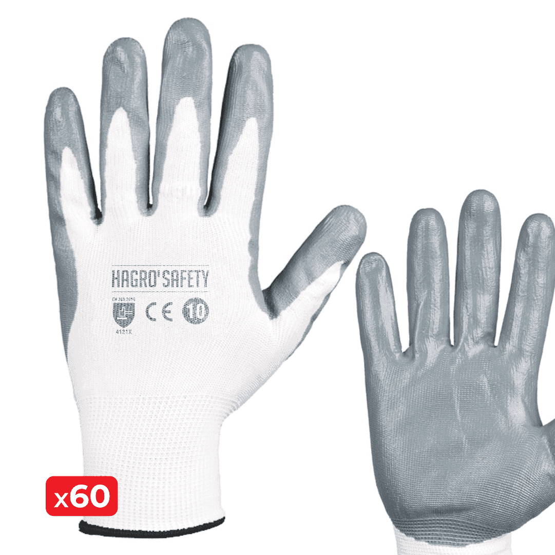 Luvas Hagro'Safety Nylon c/ Palma Nitrilo - 60PAR