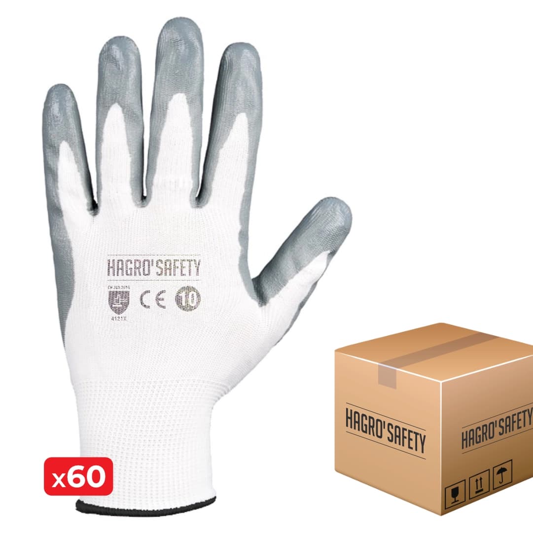 Luvas Hagro'Safety Nylon c/ Palma Nitrilo - 60PAR